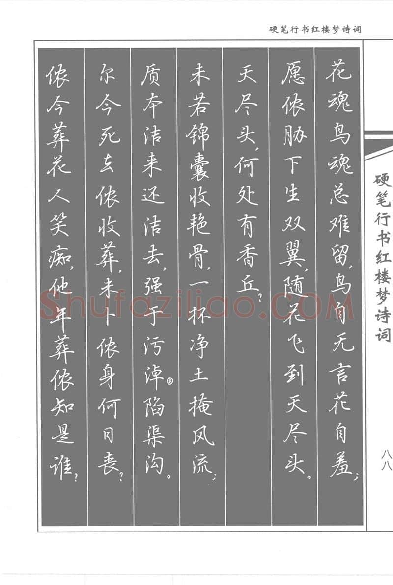 吴玉生硬笔行书字帖,摘自吴玉生硬笔行书红楼梦诗词