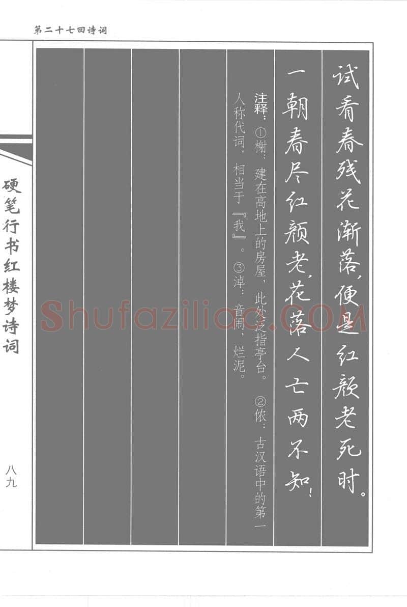 吴玉生硬笔行书字帖,摘自吴玉生硬笔行书红楼梦诗词