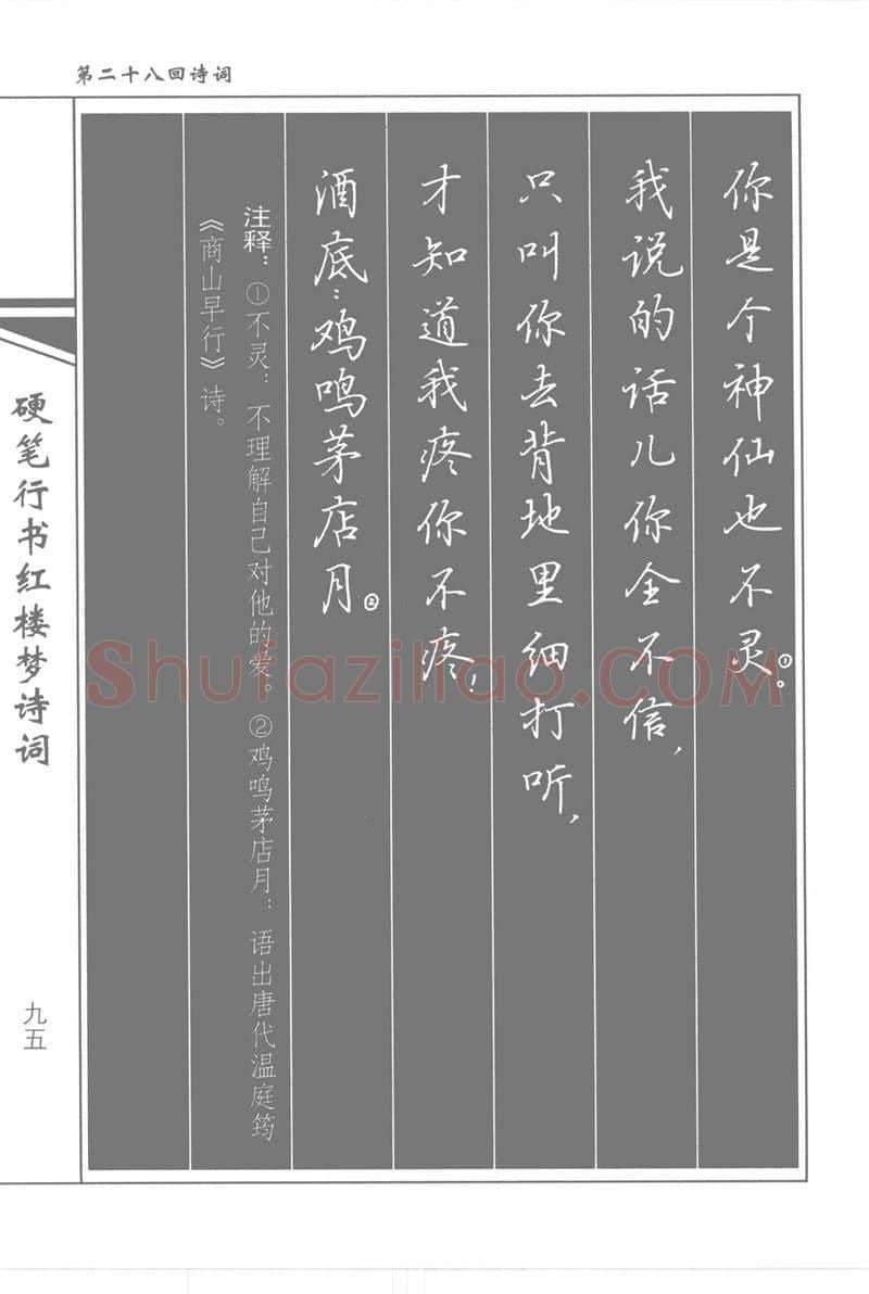 吴玉生硬笔行书字帖,摘自吴玉生硬笔行书红楼梦诗词