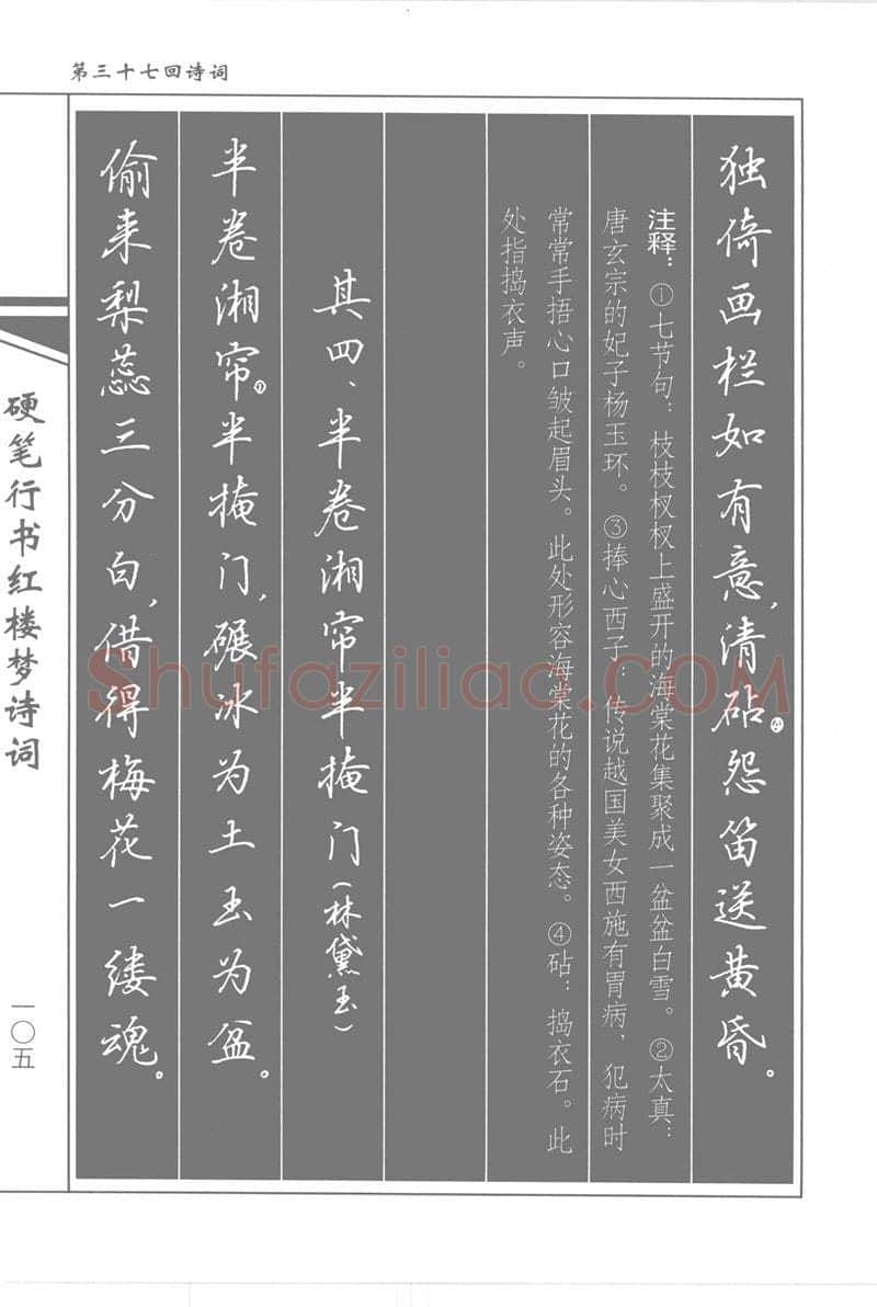 吴玉生硬笔行书字帖,摘自吴玉生硬笔行书红楼梦诗词