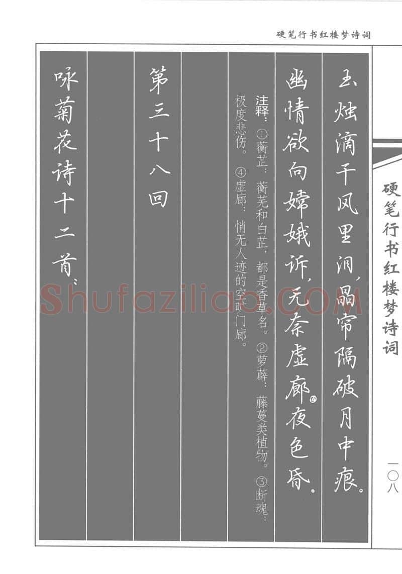 吴玉生硬笔行书字帖,摘自吴玉生硬笔行书红楼梦诗词