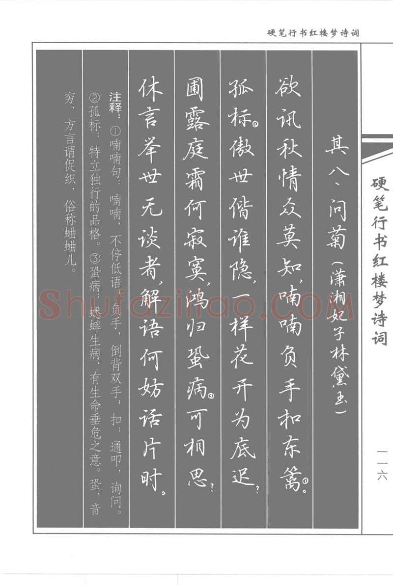 吴玉生硬笔行书字帖,摘自吴玉生硬笔行书红楼梦诗词