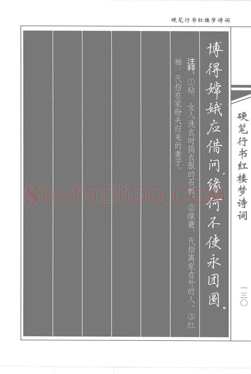 吴玉生硬笔行书字帖,摘自吴玉生硬笔行书红楼梦诗词