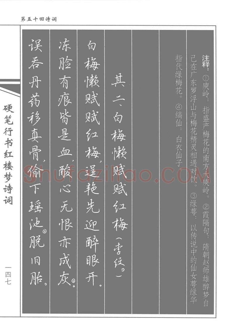 吴玉生硬笔行书字帖,摘自吴玉生硬笔行书红楼梦诗词