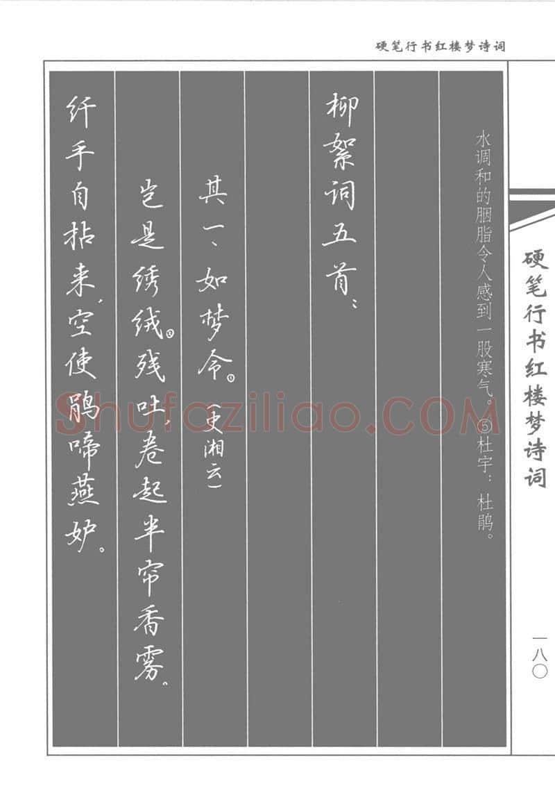 吴玉生硬笔行书字帖,摘自吴玉生硬笔行书红楼梦诗词