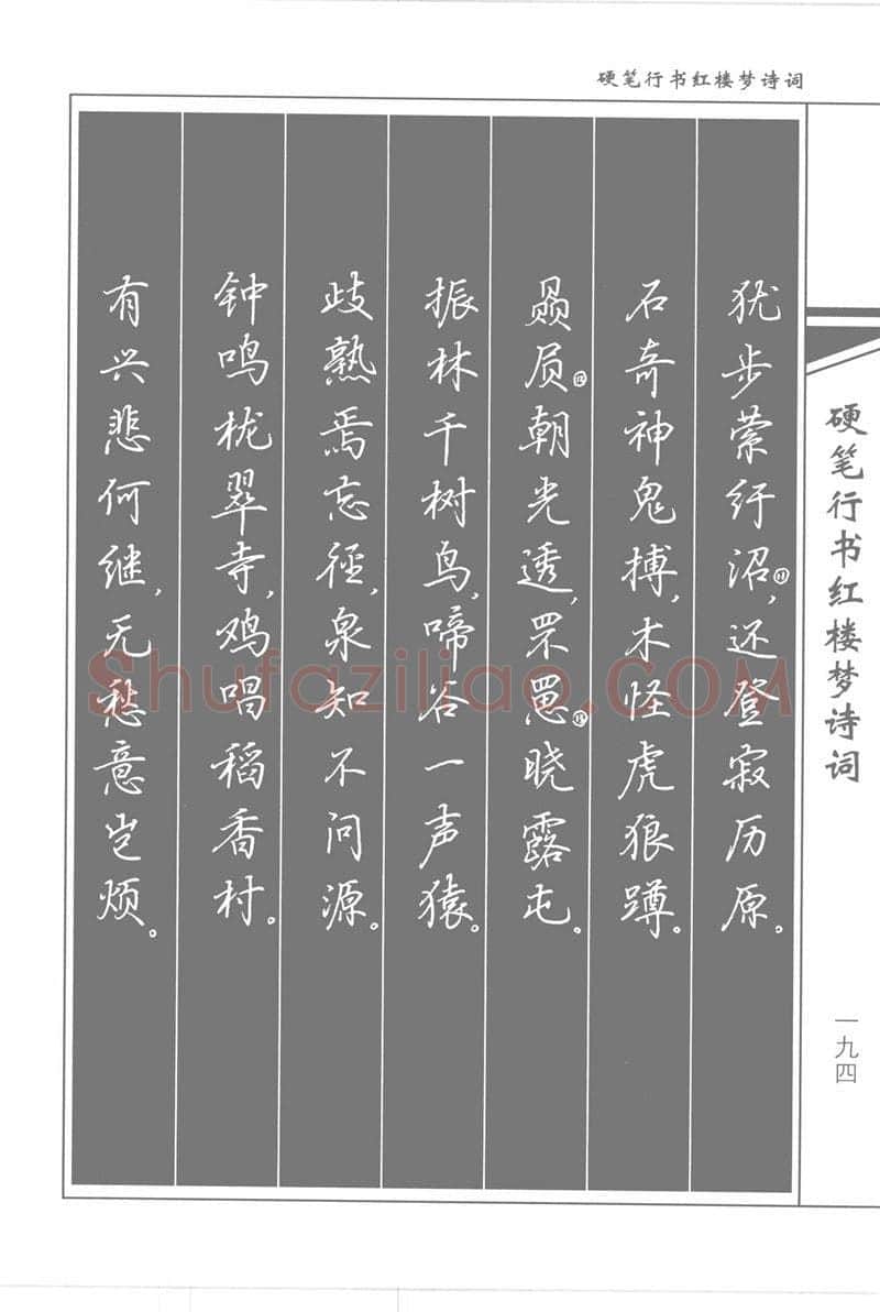 吴玉生硬笔行书字帖,摘自吴玉生硬笔行书红楼梦诗词