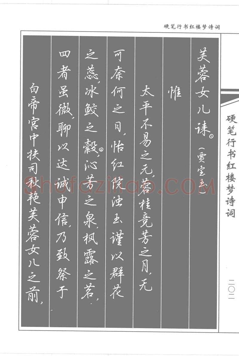 吴玉生硬笔行书字帖,摘自吴玉生硬笔行书红楼梦诗词