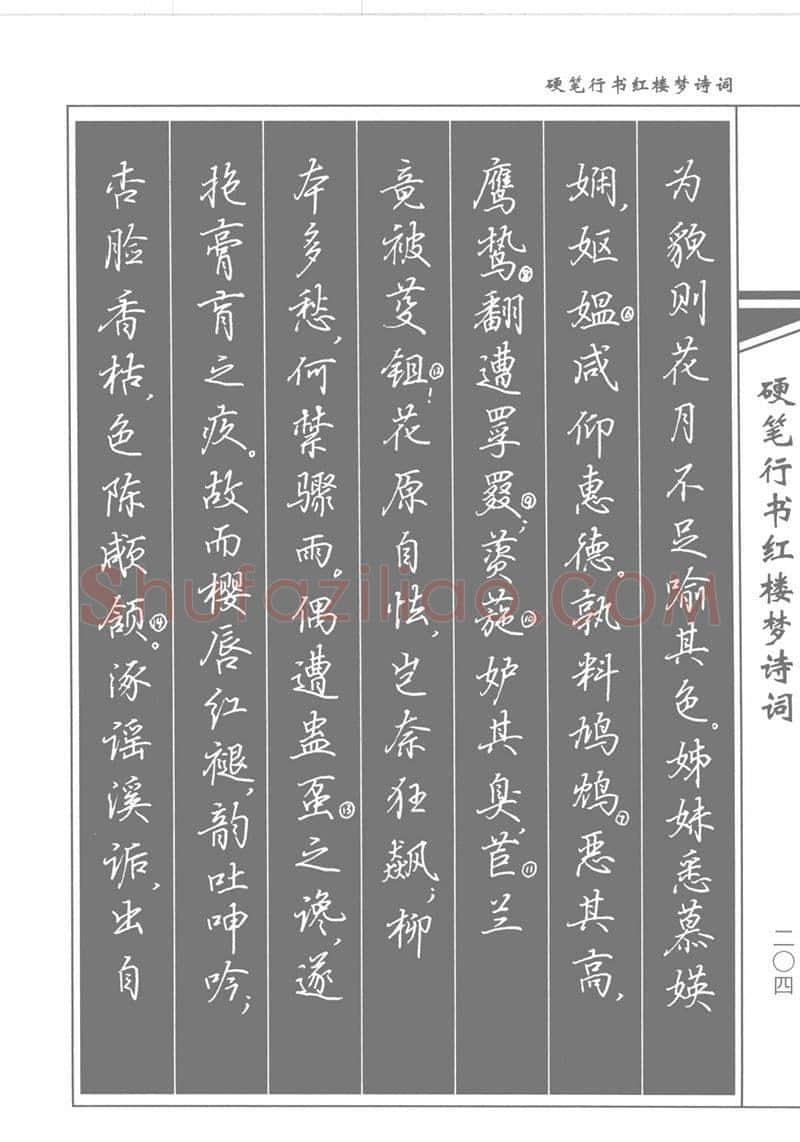 吴玉生硬笔行书字帖,摘自吴玉生硬笔行书红楼梦诗词