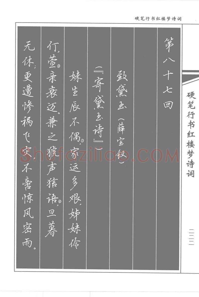 吴玉生硬笔行书字帖,摘自吴玉生硬笔行书红楼梦诗词
