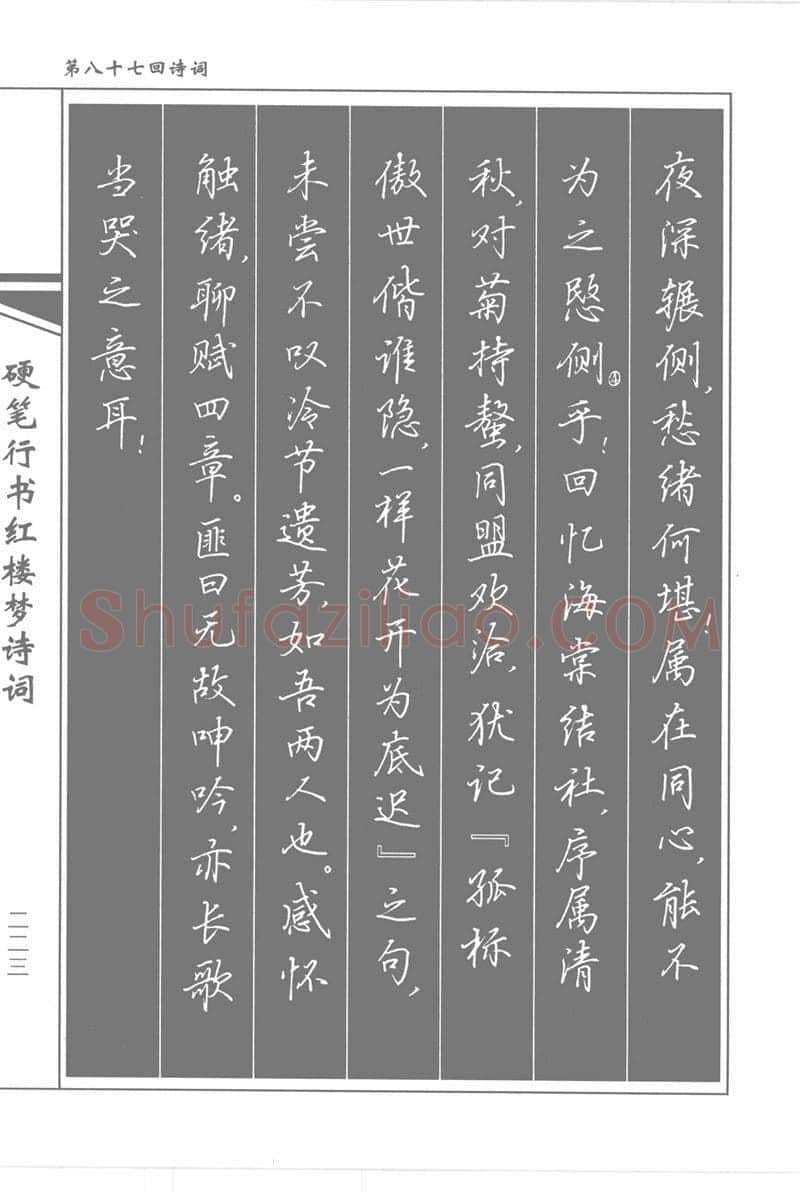 吴玉生硬笔行书字帖,摘自吴玉生硬笔行书红楼梦诗词