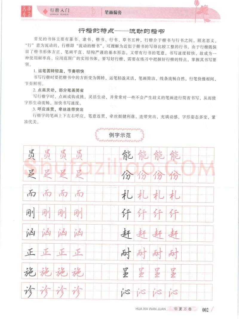 吴玉生硬笔楷书字帖,摘自吴玉生行楷入门字帖笔画偏旁