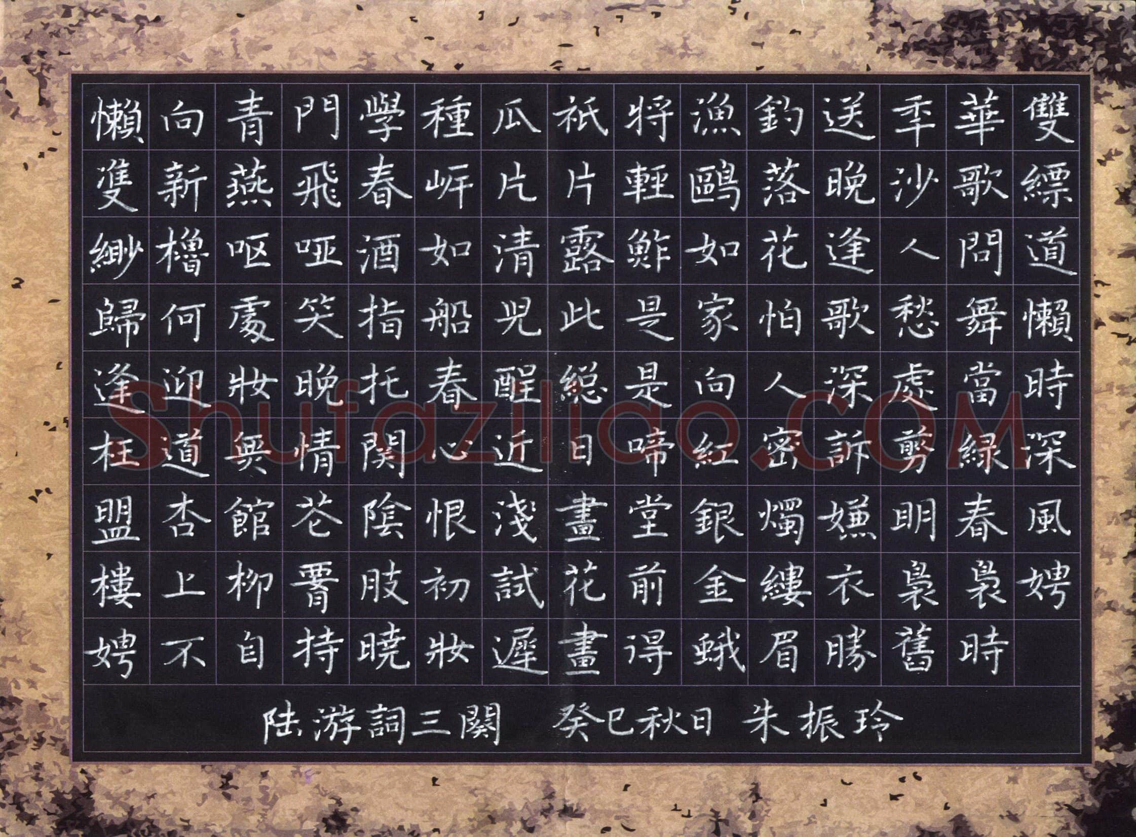 朱振玲硬笔楷书陆游词,朱振玲硬笔书法作品