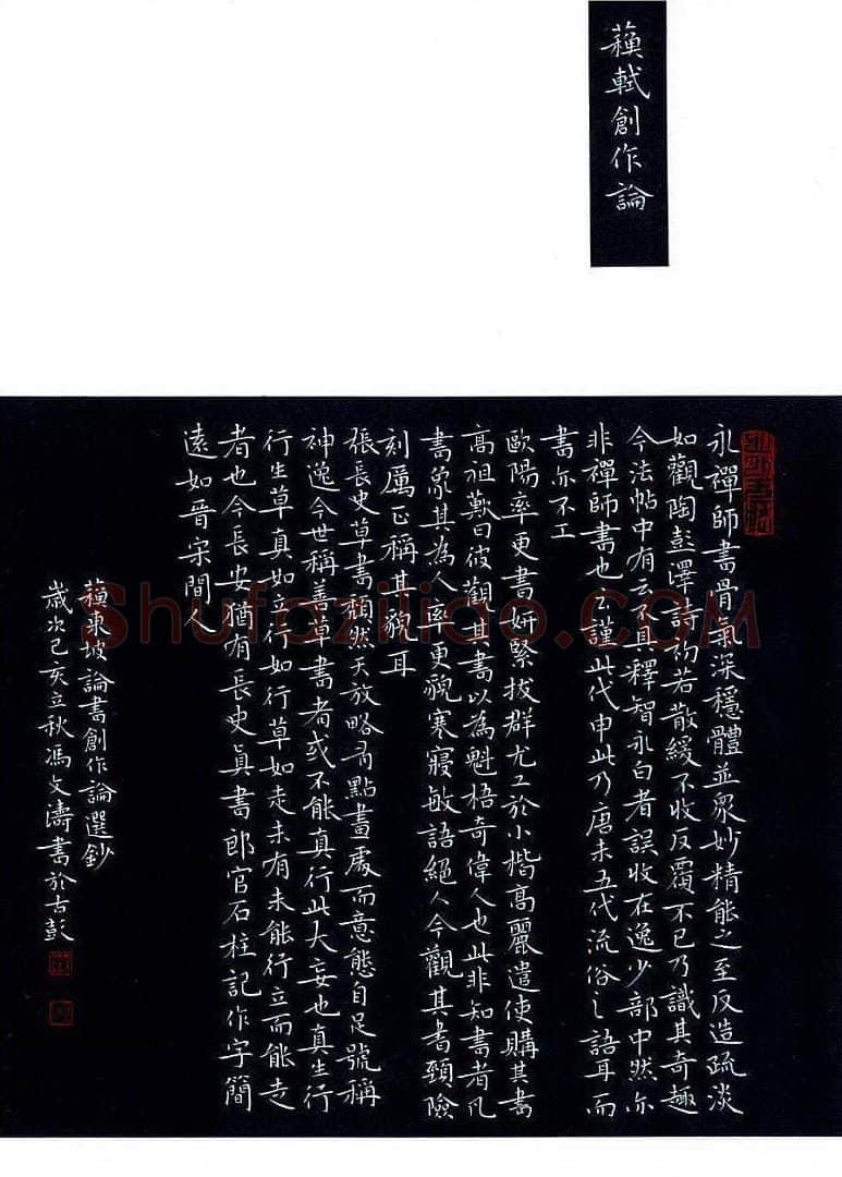 冯文涛硬笔楷书苏轼创作论,冯文涛硬笔书法作品