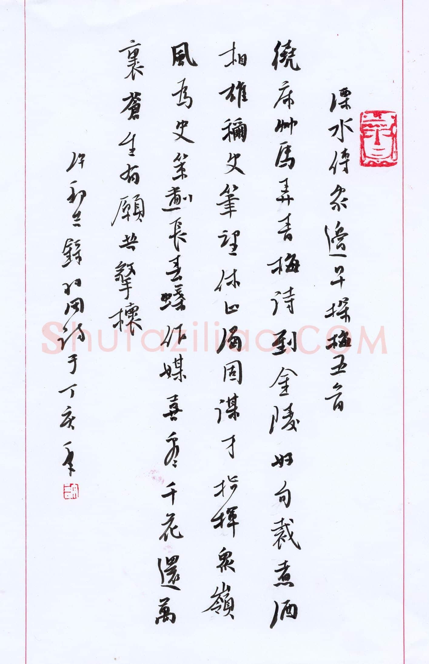 许邦志硬笔行书羽闲诗,许邦志硬笔书法作品