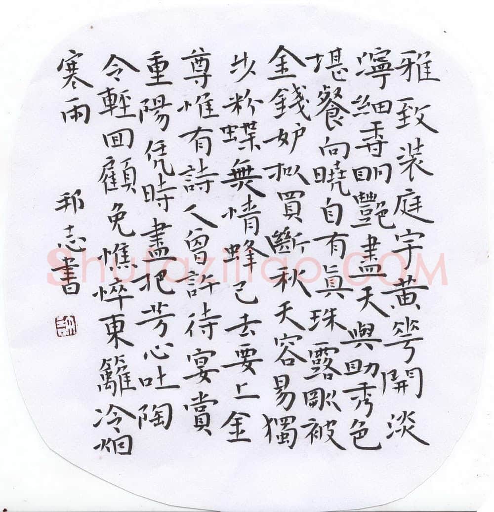 许邦志硬笔楷书雅致,许邦志硬笔书法作品