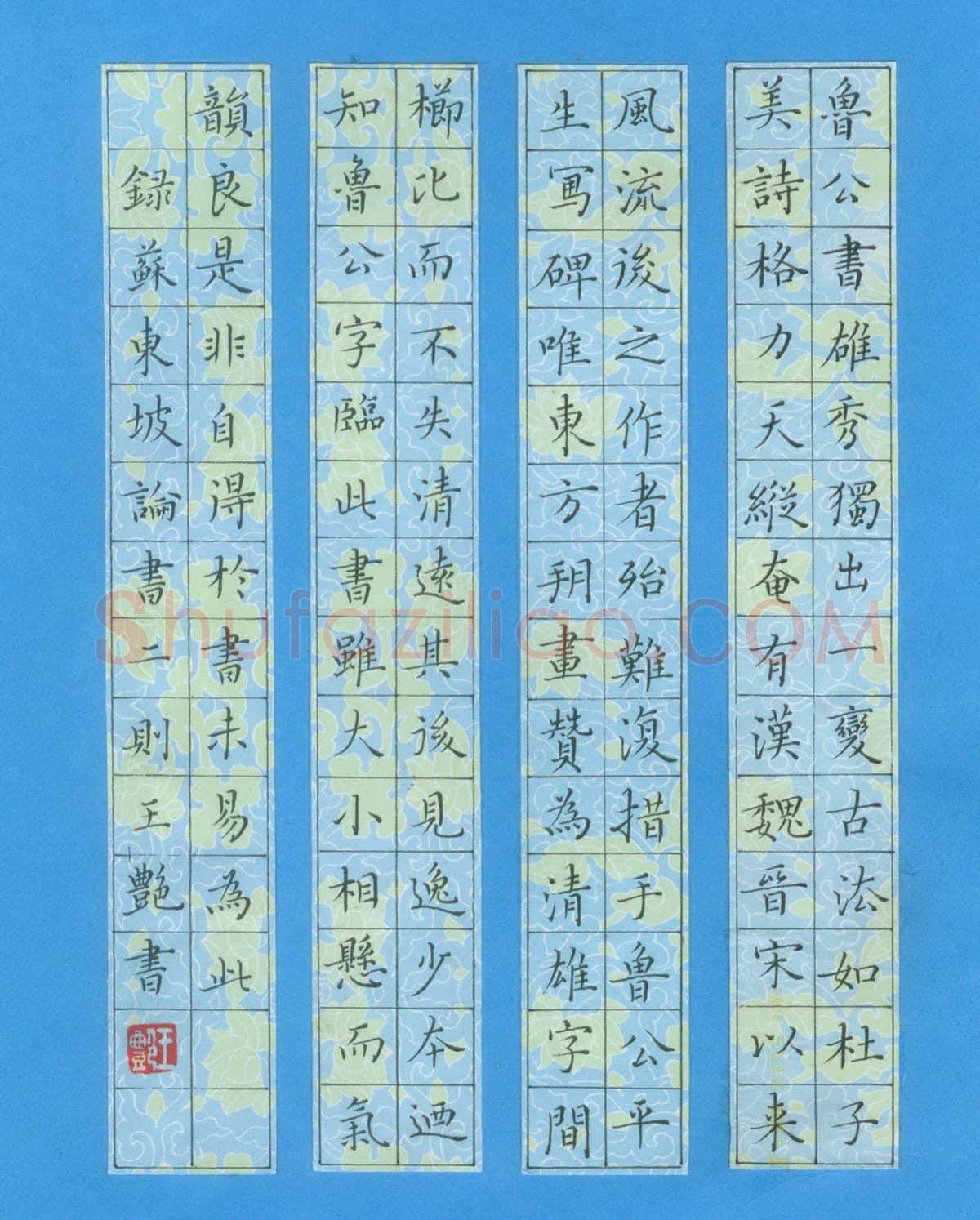王艳硬笔楷书苏东坡论书二则,王艳硬笔书法作品