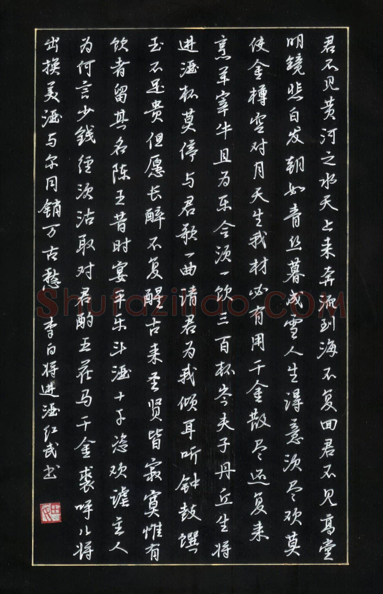 田红武硬笔行书李白诗将进酒,田红武硬笔书法作品