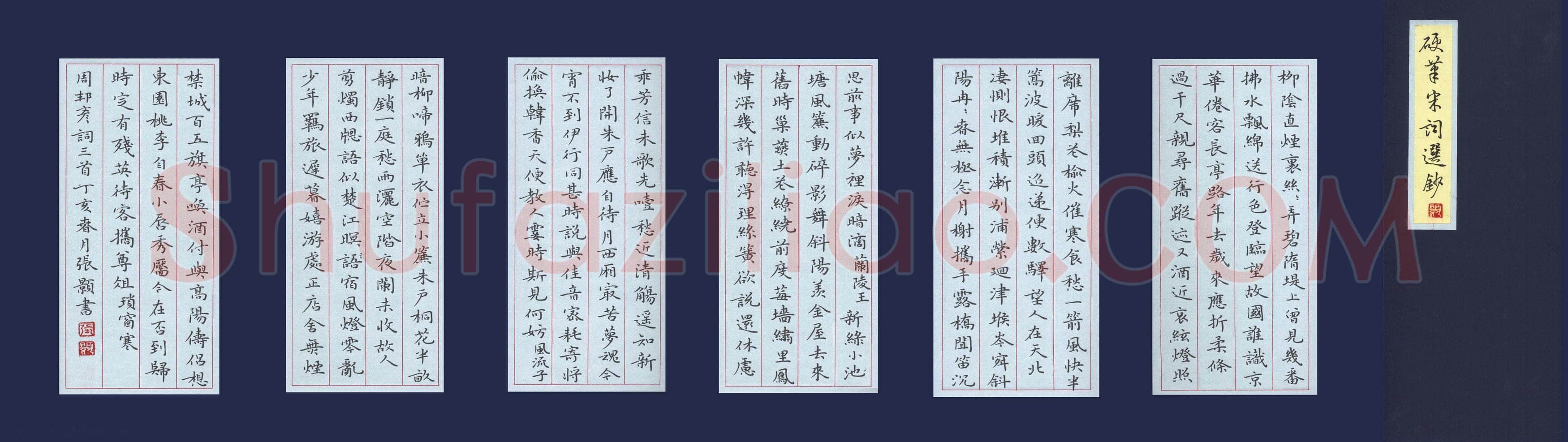 张颢硬笔楷书宋词选抄册页,张颢硬笔书法作品