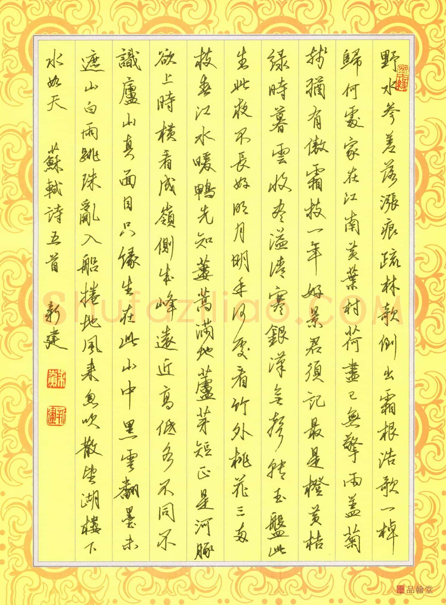 苏新建硬笔行书苏轼诗五首,苏新建硬笔书法作品