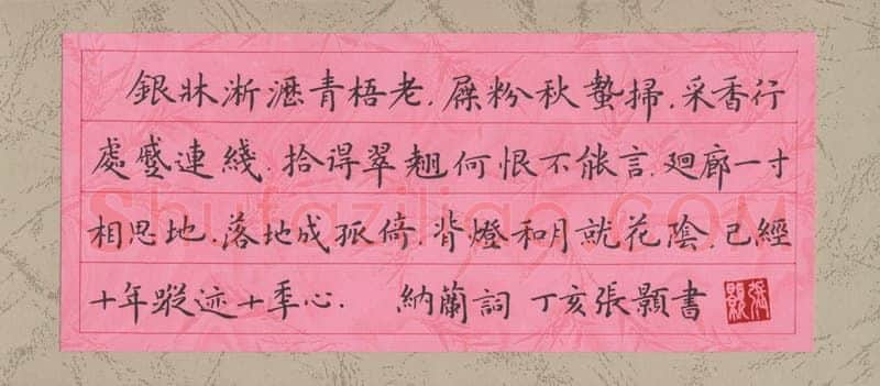 张颢硬笔楷书纳兰词,张颢硬笔书法作品