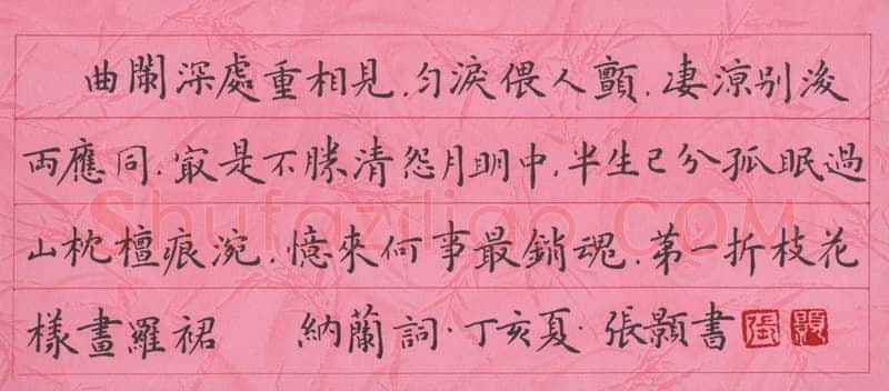 张颢硬笔楷书纳兰词,张颢硬笔书法作品