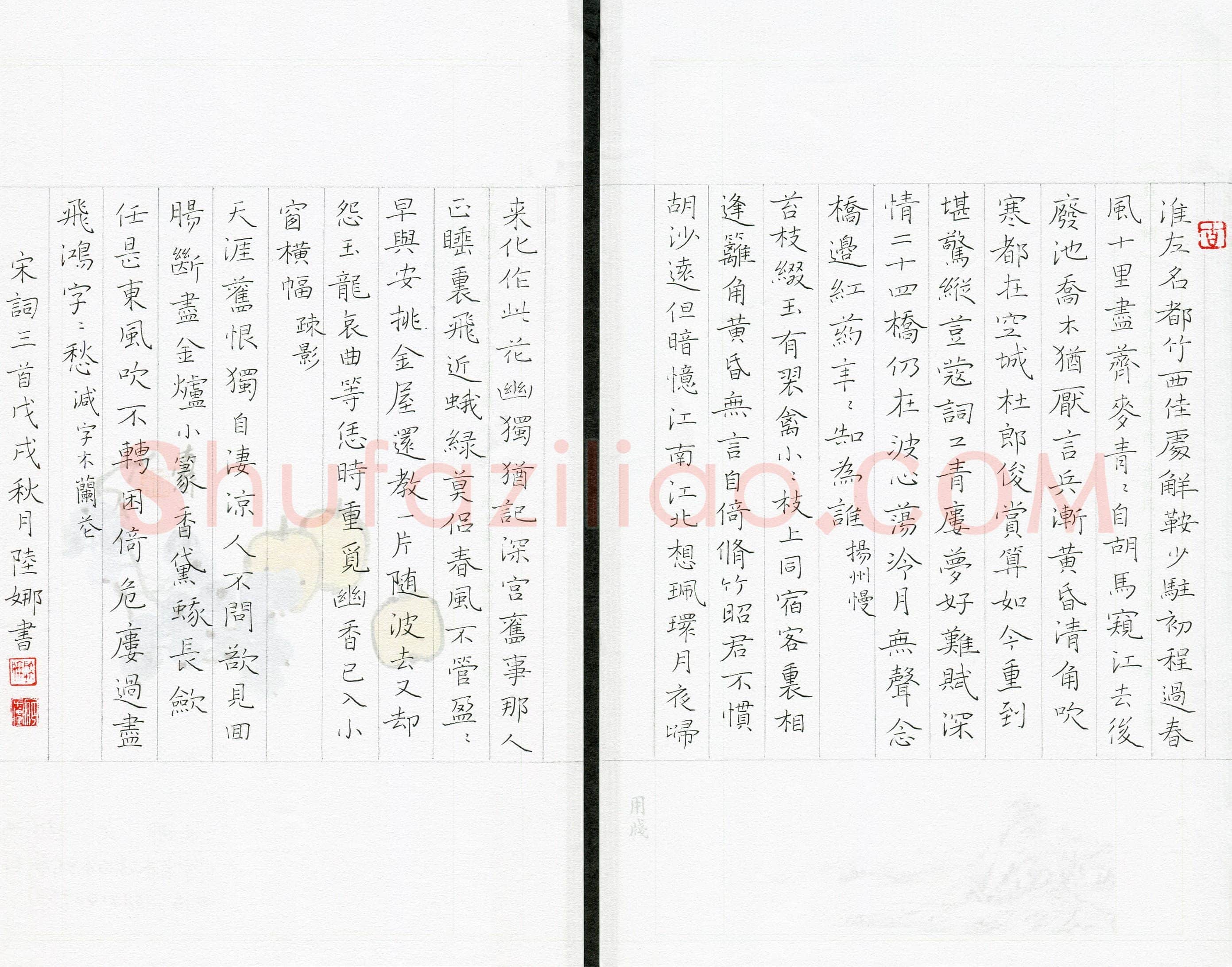 陆娜(成人组 优秀奖)硬笔书法大赛获奖作品,陆娜硬笔书法作品