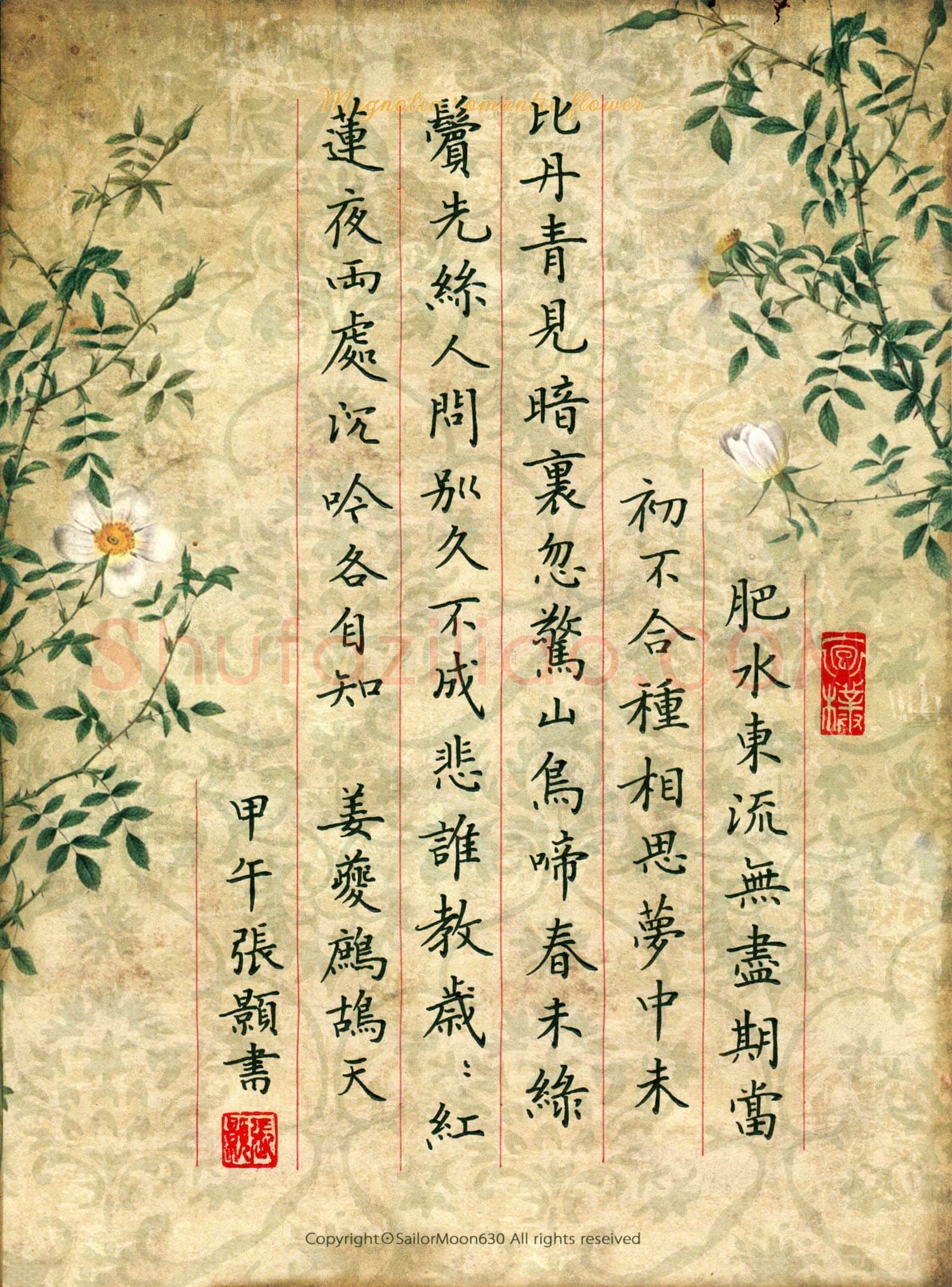 张颢硬笔楷书姜夔词鹧鸪天,张颢硬笔书法作品