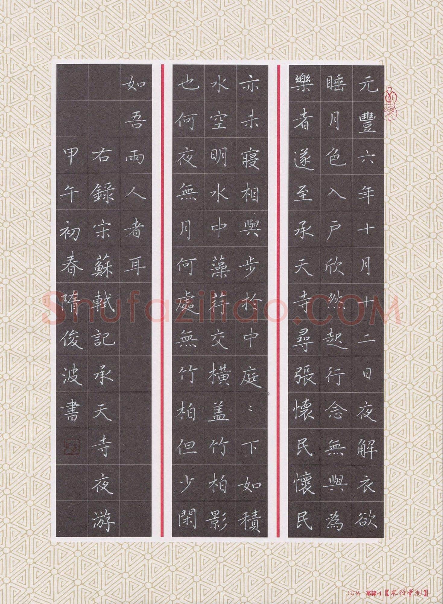 隋俊波硬笔楷书苏轼记承天寺夜游,隋俊波硬笔书法作品