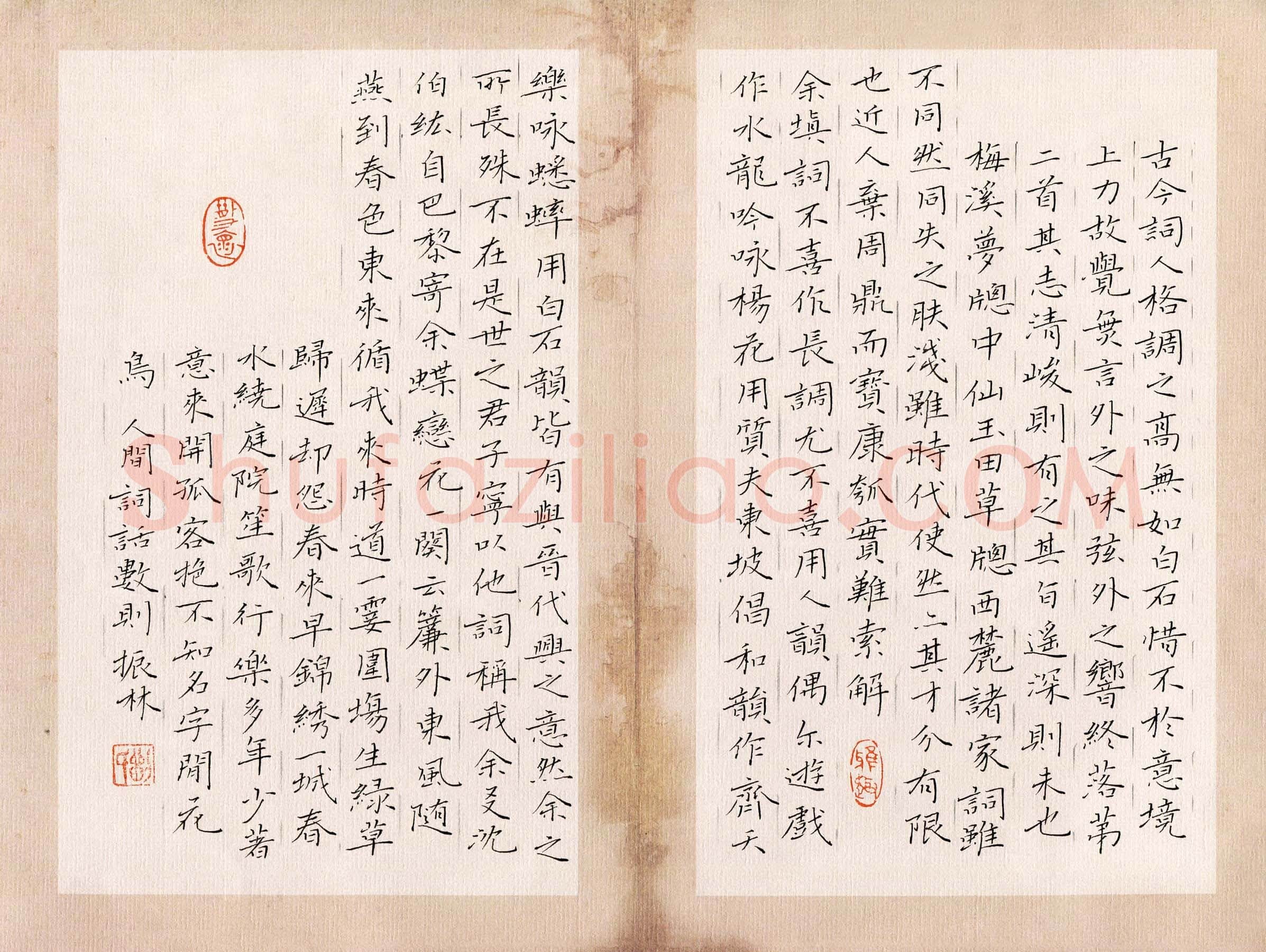 刘振林硬笔楷书人间词话数则,刘振林硬笔书法作品