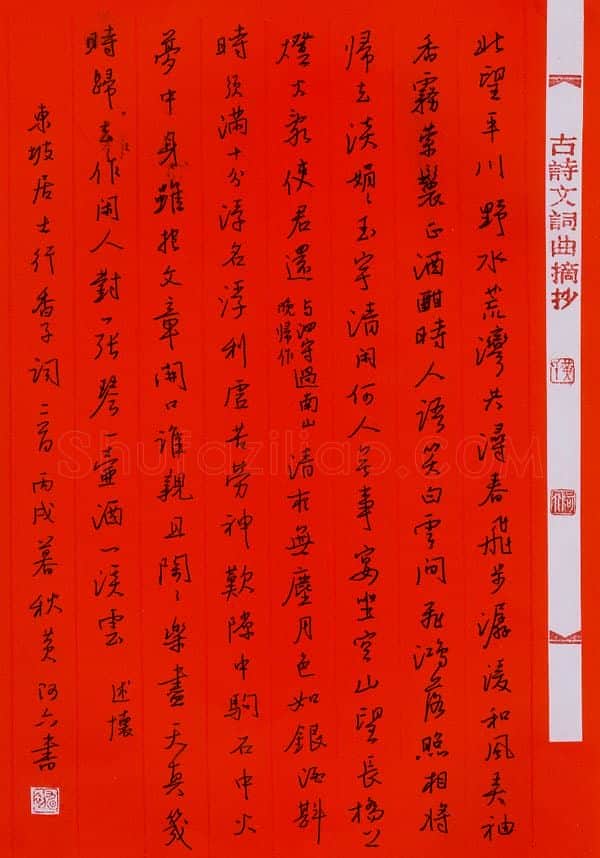 黄阿六硬笔行书东坡行香子词二首,黄阿六硬笔书法作品