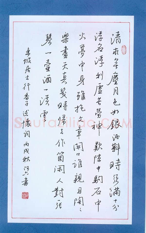 黄阿六硬笔行书东坡词行香子述怀,黄阿六硬笔书法作品