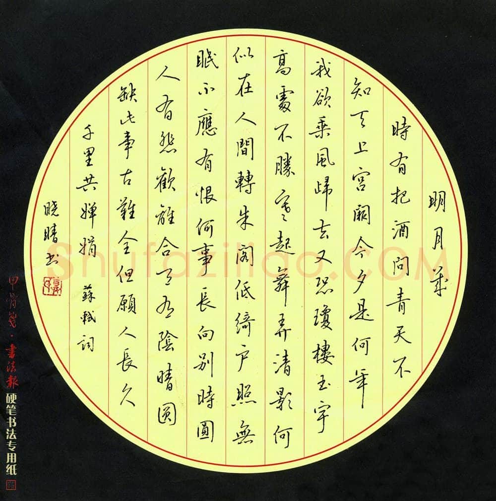 邓晓晴硬笔行书苏轼词,硬笔书法作品