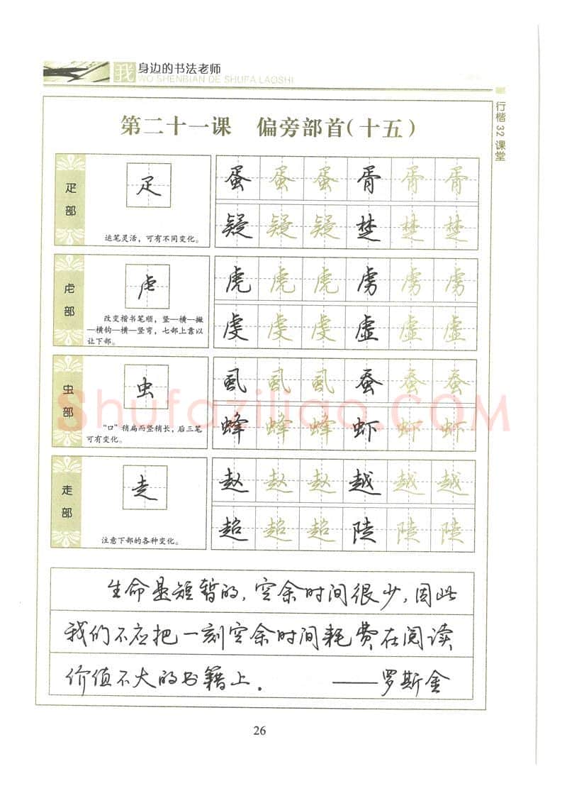 荆霄鹏硬笔硬笔字帖,摘自荆霄鹏行楷32课堂我身边的书法老师字帖