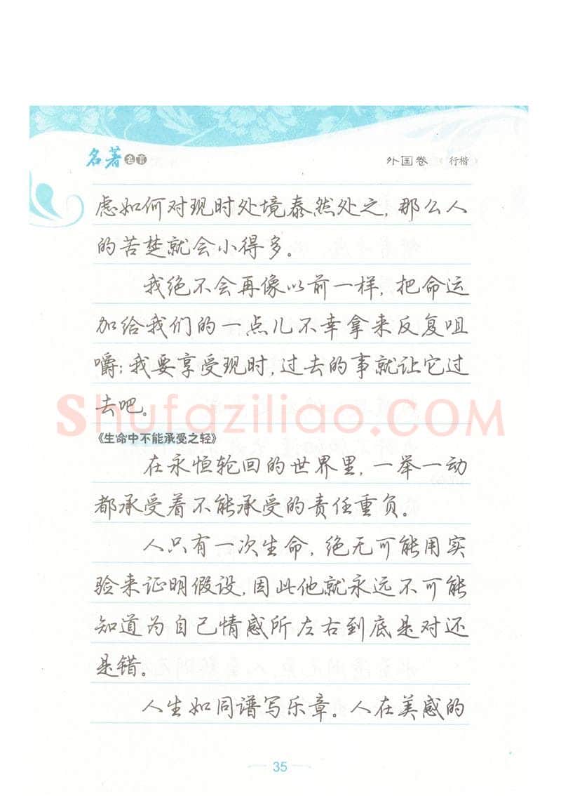 荆霄鹏硬笔硬笔字帖,摘自荆霄鹏行楷《名著名言》字帖