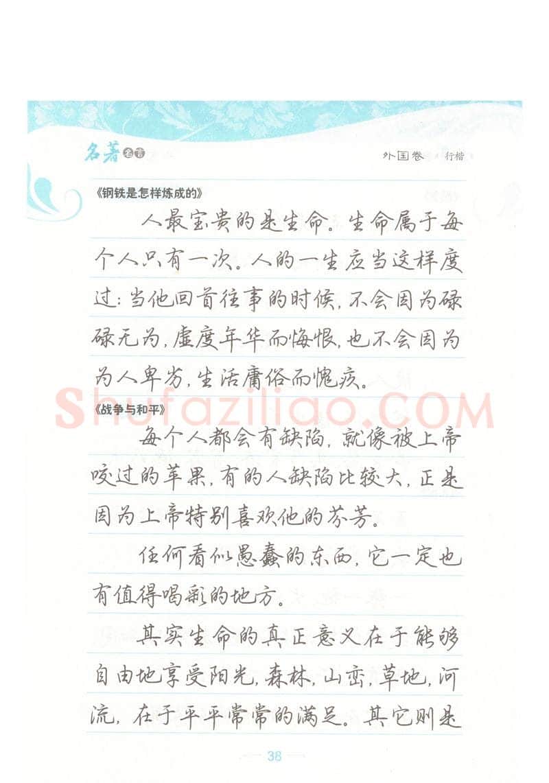 荆霄鹏硬笔硬笔字帖,摘自荆霄鹏行楷《名著名言》字帖