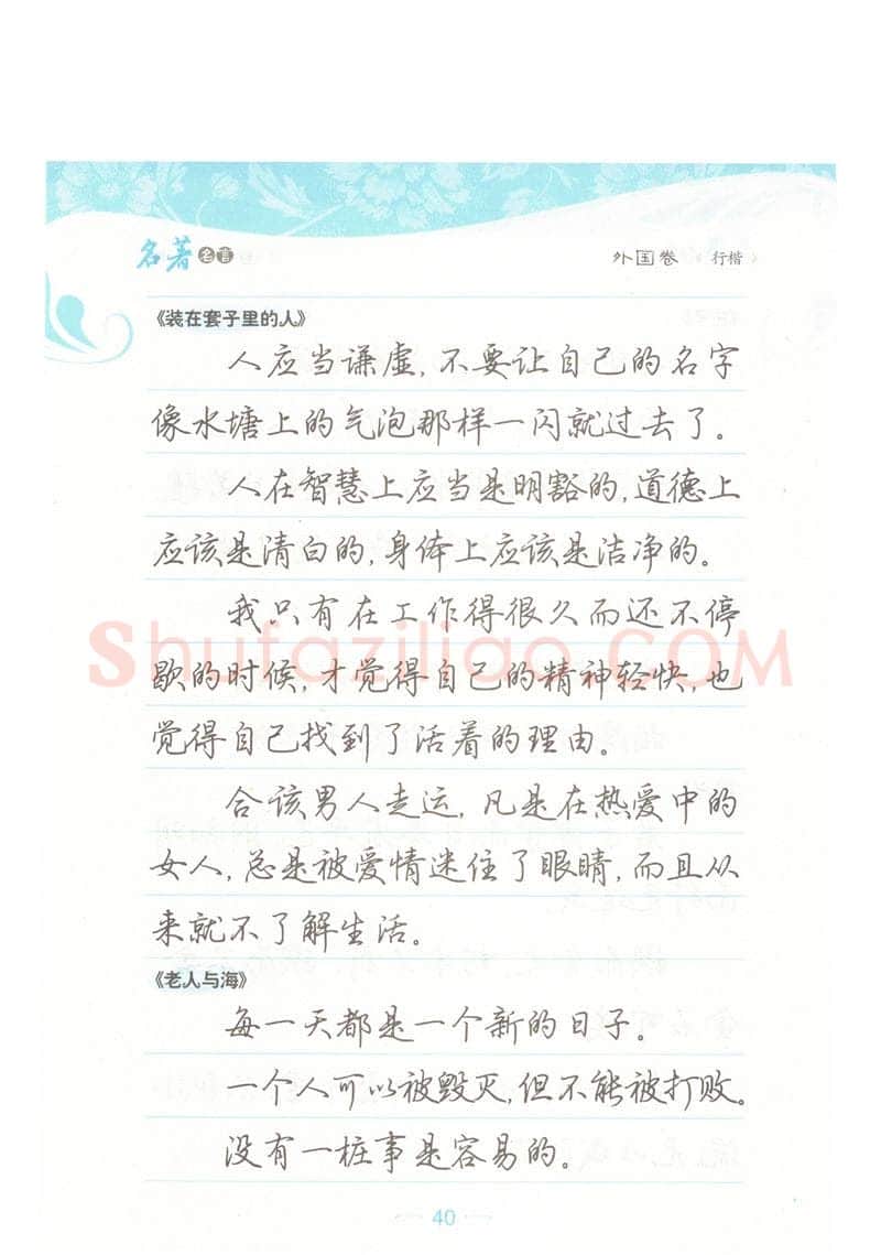 荆霄鹏硬笔硬笔字帖,摘自荆霄鹏行楷《名著名言》字帖