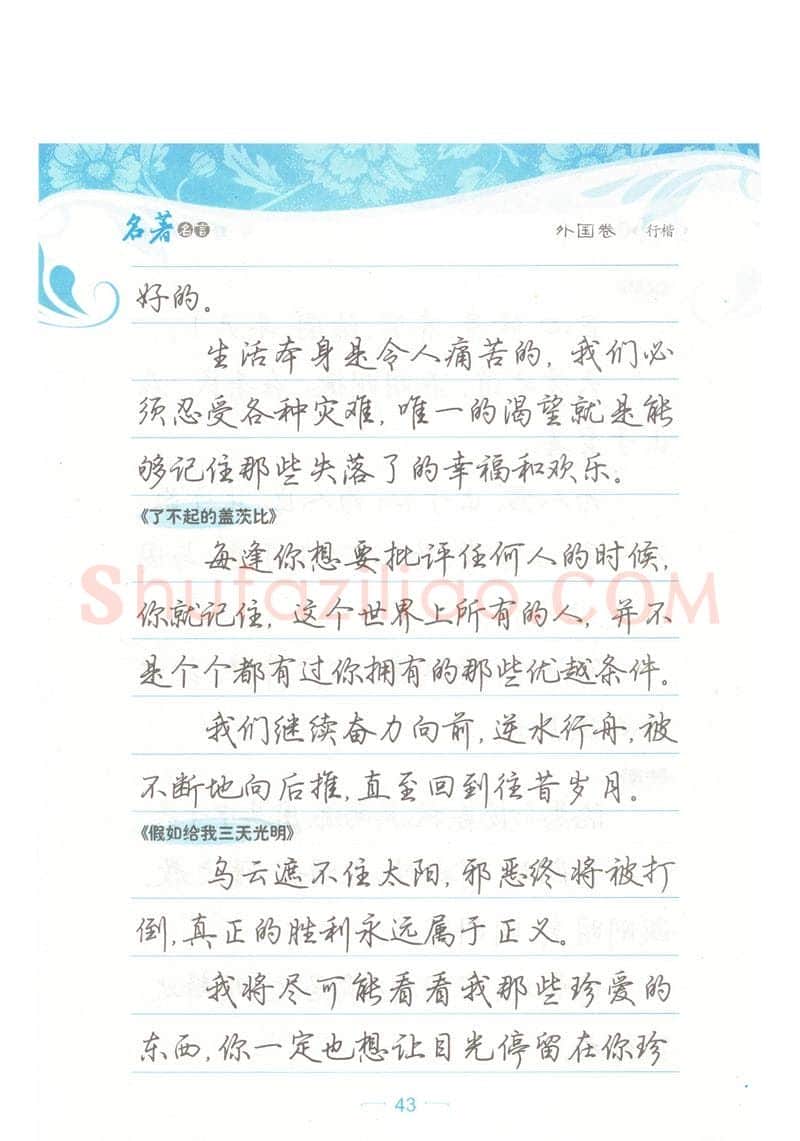 荆霄鹏硬笔硬笔字帖,摘自荆霄鹏行楷《名著名言》字帖