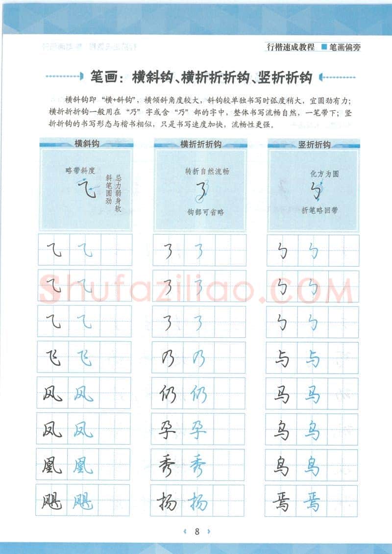 荆霄鹏硬笔硬笔字帖,摘自荆霄鹏行楷速成教程字帖-笔画偏旁