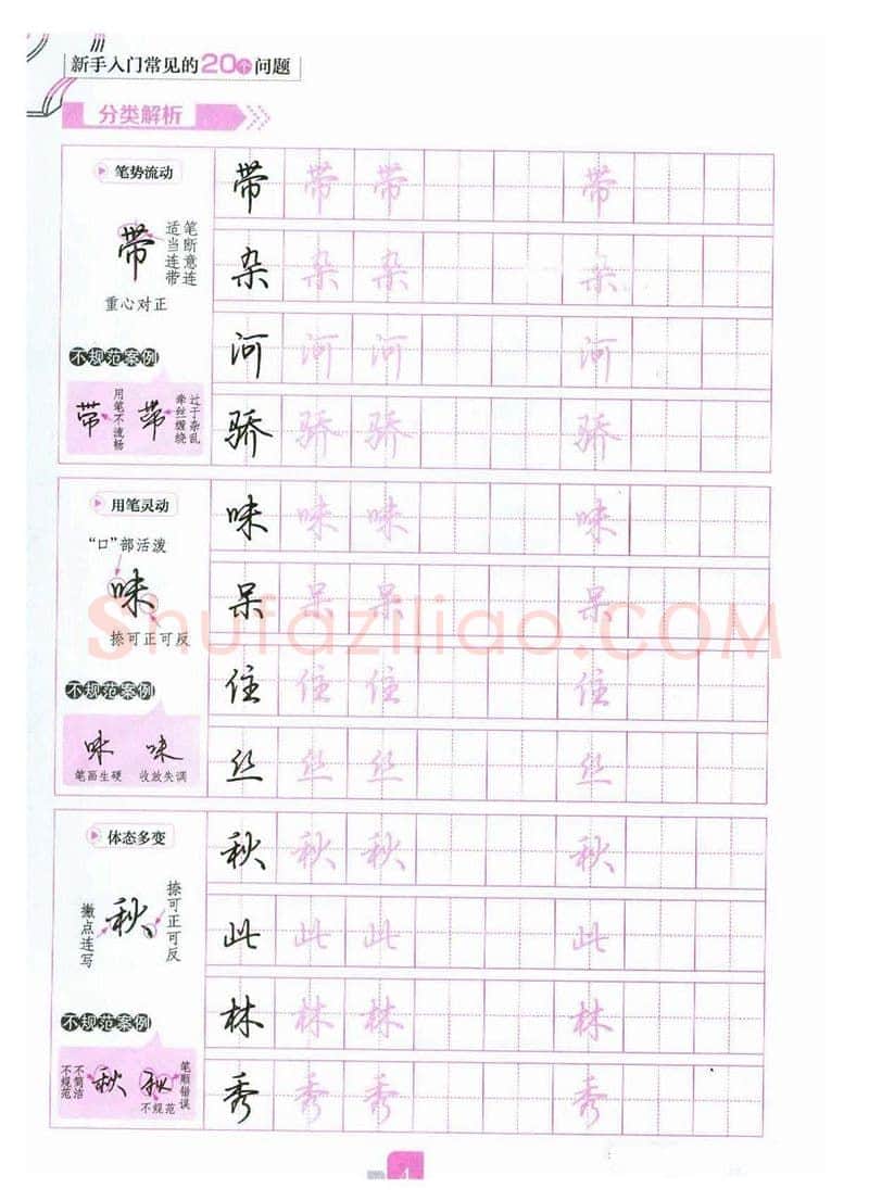 荆霄鹏硬笔硬笔字帖,摘自荆霄鹏《新手入门常见的20个问题》行楷