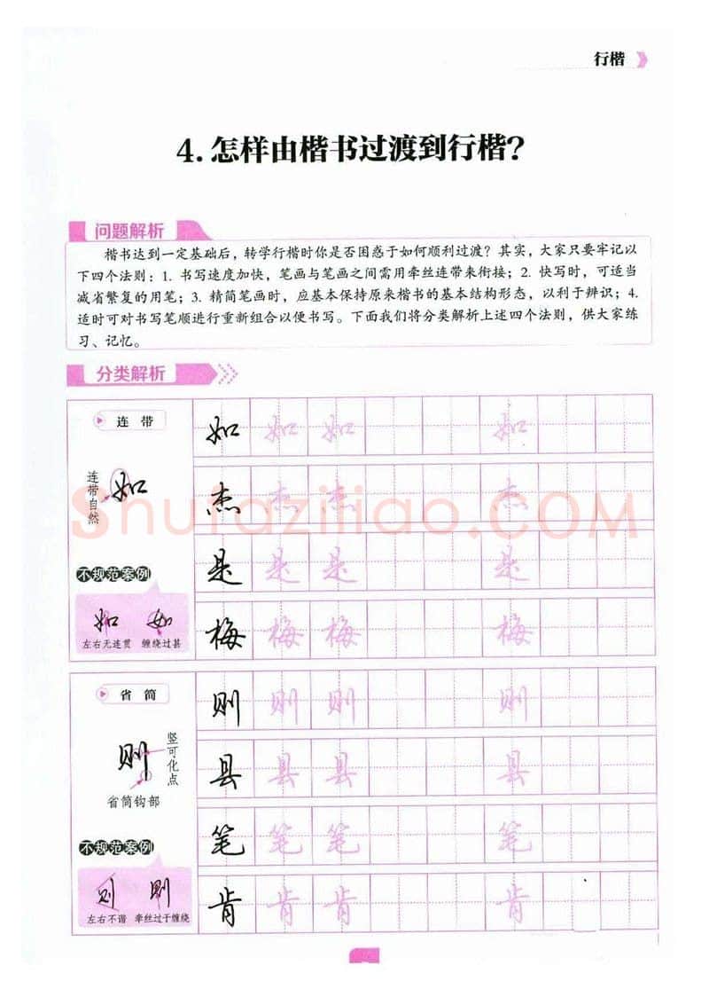 荆霄鹏硬笔硬笔字帖,摘自荆霄鹏《新手入门常见的20个问题》行楷