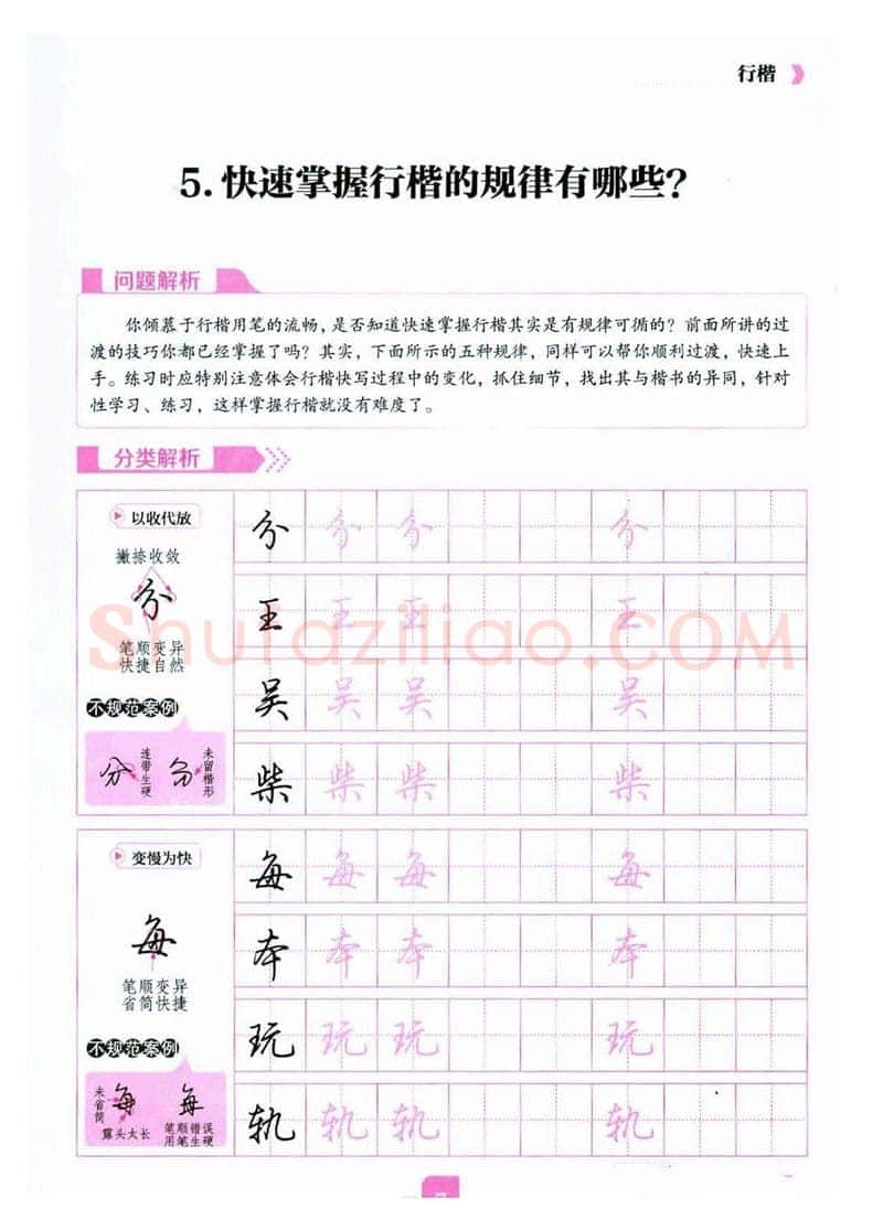 荆霄鹏硬笔硬笔字帖,摘自荆霄鹏《新手入门常见的20个问题》行楷