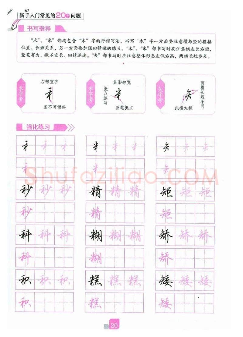 荆霄鹏硬笔硬笔字帖,摘自荆霄鹏《新手入门常见的20个问题》行楷