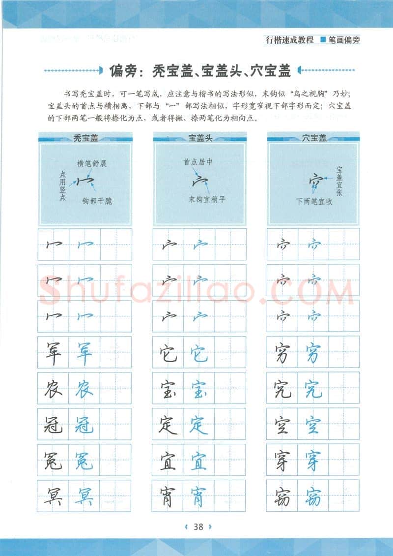 荆霄鹏硬笔硬笔字帖,摘自荆霄鹏行楷速成教程字帖-笔画偏旁
