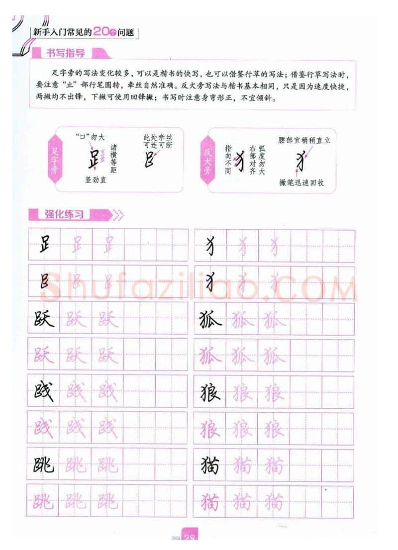 荆霄鹏硬笔硬笔字帖,摘自荆霄鹏《新手入门常见的20个问题》行楷