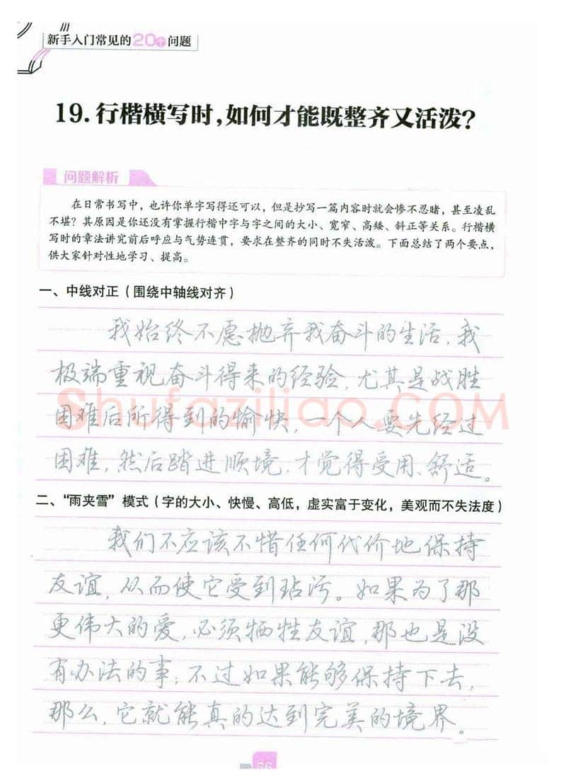 荆霄鹏硬笔硬笔字帖,摘自荆霄鹏《新手入门常见的20个问题》行楷