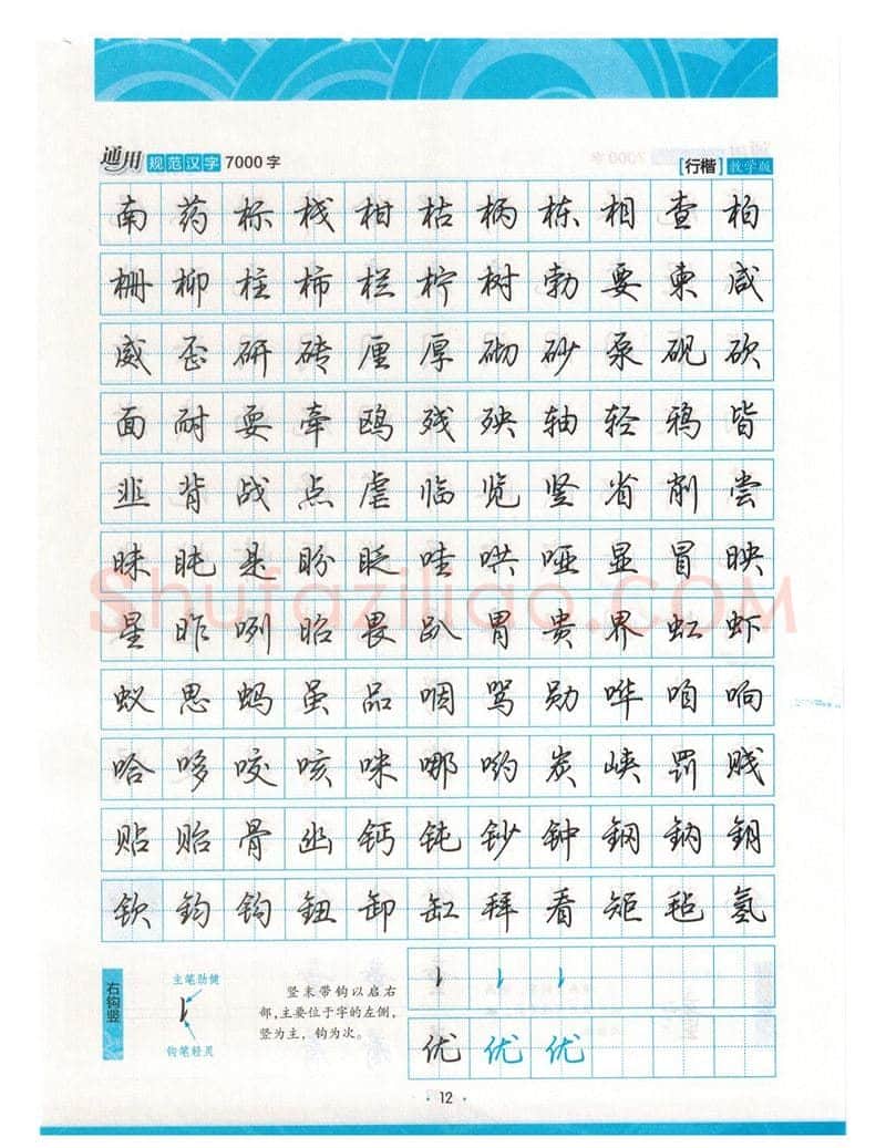 荆霄鹏硬笔硬笔字帖,摘自荆霄鹏行楷《7000字》字帖