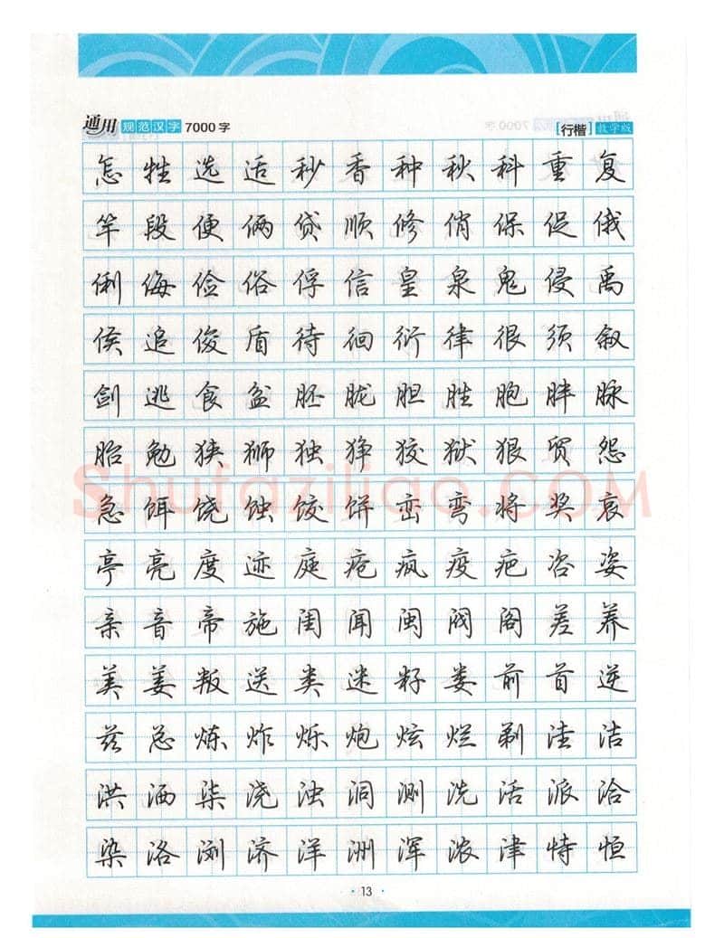 荆霄鹏硬笔硬笔字帖,摘自荆霄鹏行楷《7000字》字帖