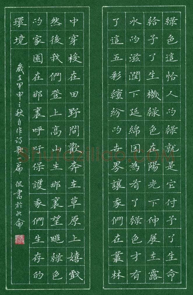 陈侃硬笔楷书自作诗一篇,陈侃硬笔书法作品