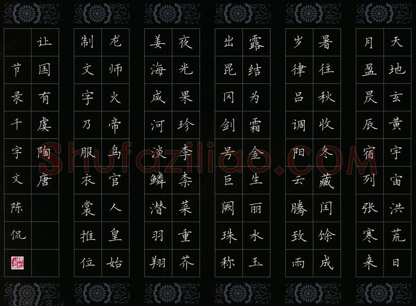 陈侃硬笔楷书千字文节录,陈侃硬笔书法作品