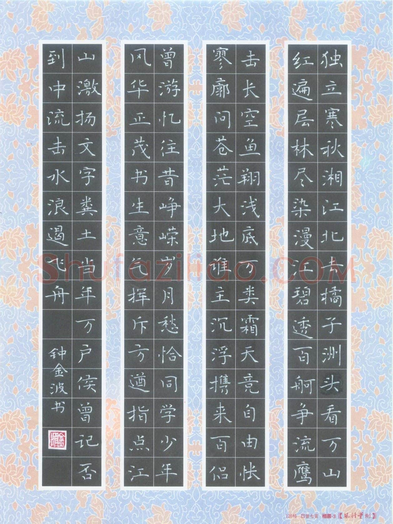 钟金波硬笔楷书毛泽东词沁园春长沙,硬笔书法作品